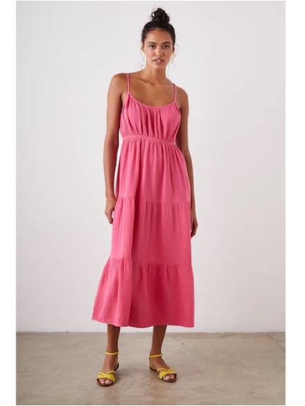 Rails Blakely Dress In Hibiscus | Sz S | Nwt Pink Cotton Gauze Midi